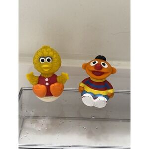 Vintage Sesame Street Weeble Wobble Big Bird Ernie Cookie Monster Figures Lot 2